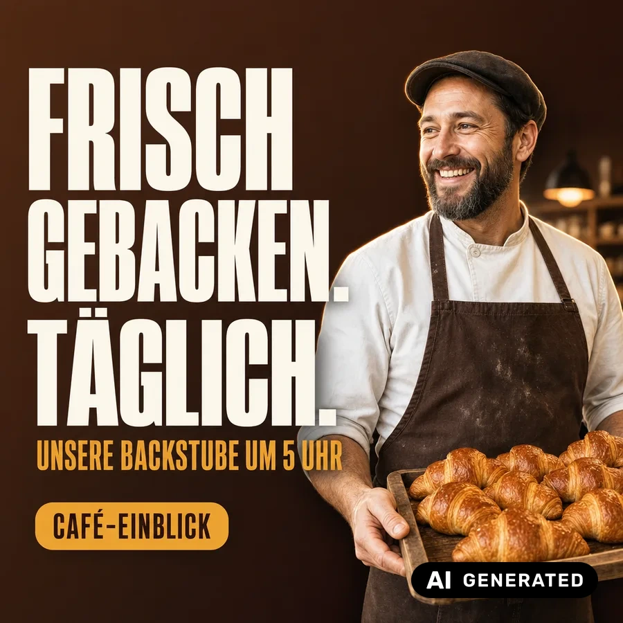 Thumbnail-Beispiel: Café im Quadratformat für den Instagram-Feed (KI-generiert)