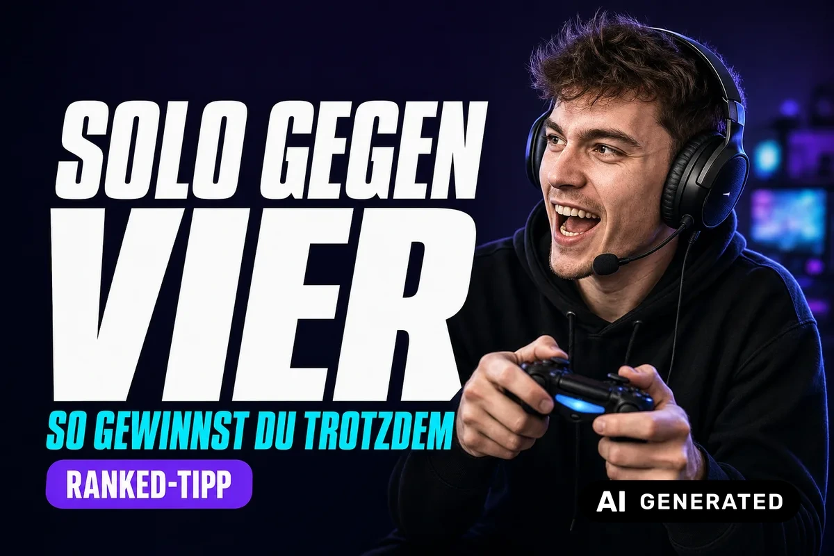 Thumbnail-Beispiel: Gaming-Creator im Querformat für YouTube (KI-generiert)
